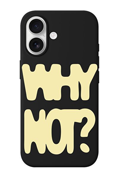 shoptocase iPhone 16 Uyumlu Why Not? Desenli İçi Süet Lansman Koruyucu Telefo...