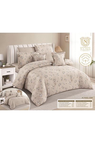 Gerenic 100% cotton double-sided printed bedspread, 8-piece quilt set, size 230 x 250 cm