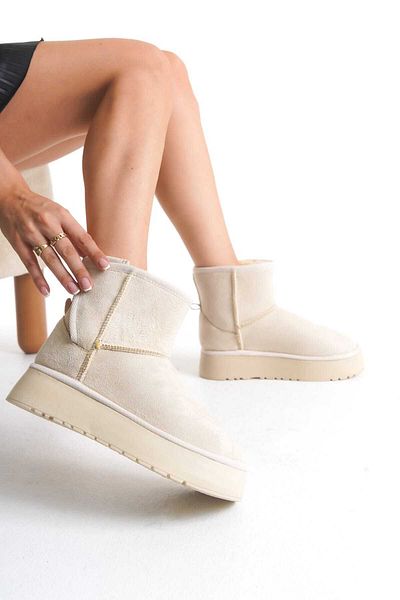 wolfcity Uk High Tan Suede Half Boots with Fur Inside Flat Sole Women's Shoes