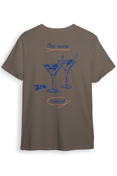 beloved.co One More Round Martini Patterned 100% Cotton Regular Fit Unisex T-Shirt