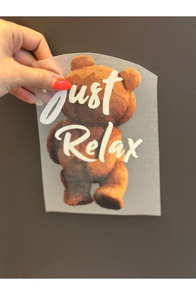 Gönülden Tasarım Iron on Relax Bear Transfer Print Arma 20X12 cm