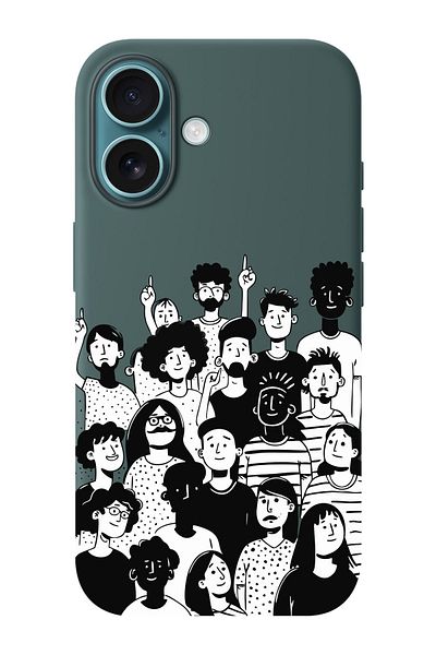 shoptocase iPhone 16 Plus Compatible Community Spirit Patterned Suede Inside Launch Protective Phone Case