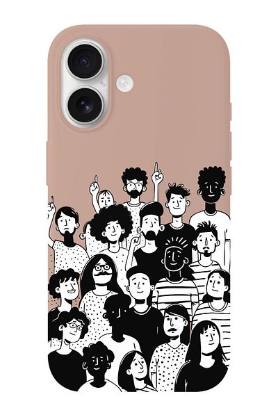 shoptocase iPhone 16 Compatible Community Spirit Patterned Suede Launch Protective Phone Case