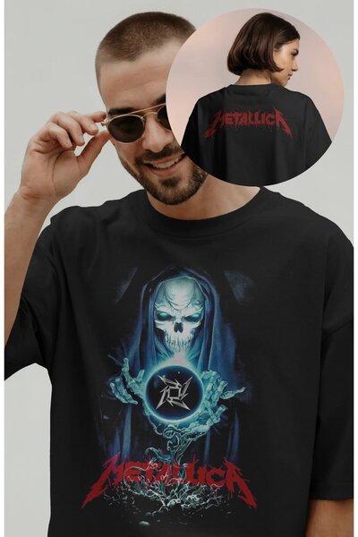 Fuddy Moda Unisex Metallica μπλουζάκι με στάμπα στον αυχένα, μπλουζάκι με θέμ...