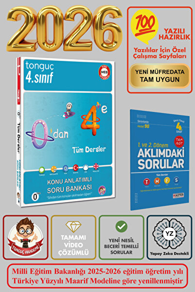 Tonguç Yayınları 4. Sınıf 0'dan 4'e Konu Anlatımlı Soru Bankası Seti Tamamı Ç...