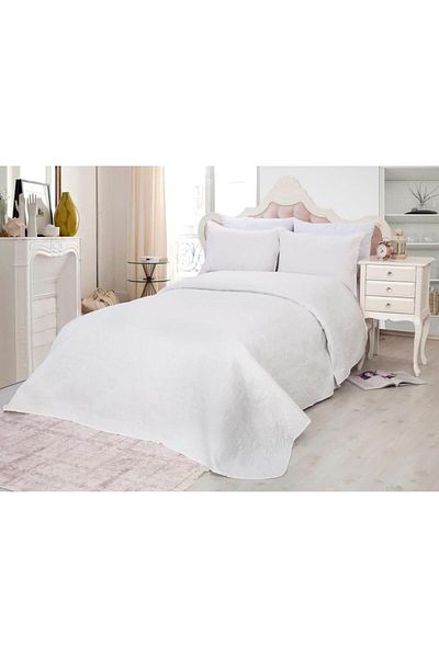 CASA SABRY Bedspread set 220x240 and 2 pillowcases 50/70 cm, White color