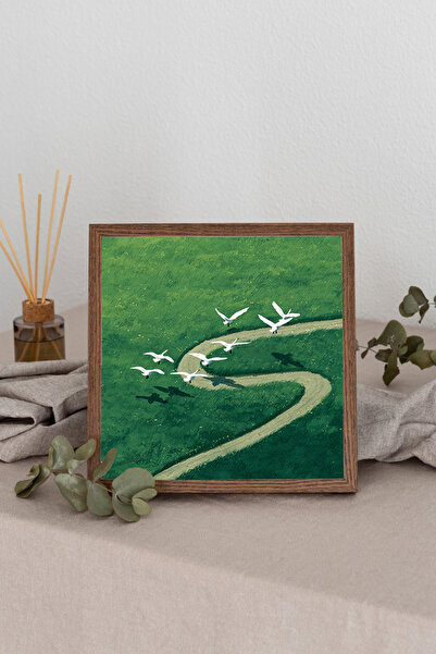 Dekorsiahome Ahşap Çerçeveli Kare Tablo TK1177