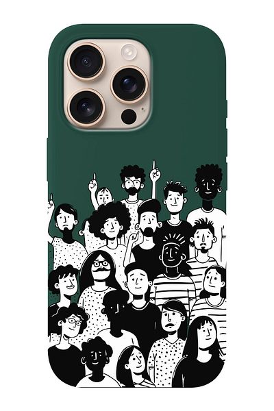 shoptocase iPhone 16 Pro Compatible Community Spirit Patterned Suede Launch Protective Phone Case