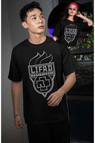 Fuddy Moda Tricou unisex Rammstein Lifad scris, tricou oversize cu tematică a...