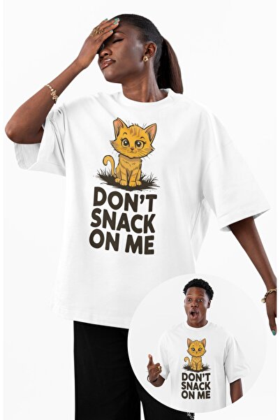 Fuddy Moda Tricou unisex cu imprimeu Dont Snack On Me, tricou oversize amuzan...