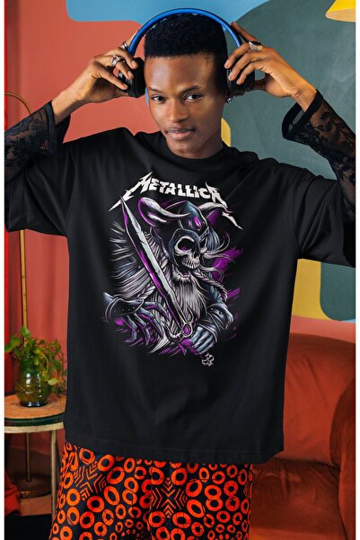 Fuddy Moda Unisex Metallica Skull Man T-shirt με στάμπα, μπλουζάκι με θέμα τη...