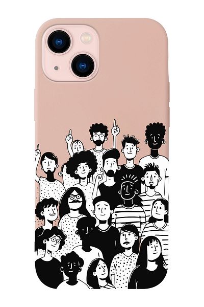 shoptocase iPhone 14/13 Compatible Community Spirit Patterned Suede Inside Launch Protective Phone Case