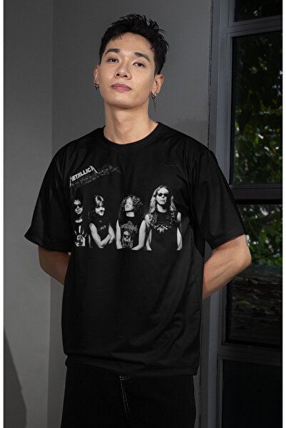 Fuddy Moda Unisex Metallica Group εικονογραφημένο μπλουζάκι με στάμπα, μπλουζ...