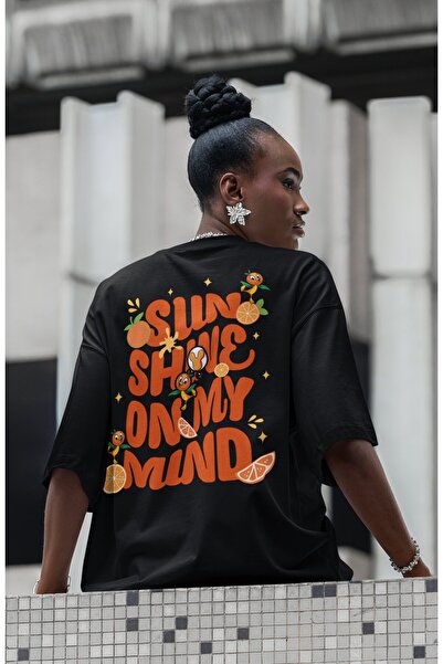 Fuddy Moda Μπλουζάκι με στάμπα στην πλάτη Oversize Sun Shine On My Mind, Unis...