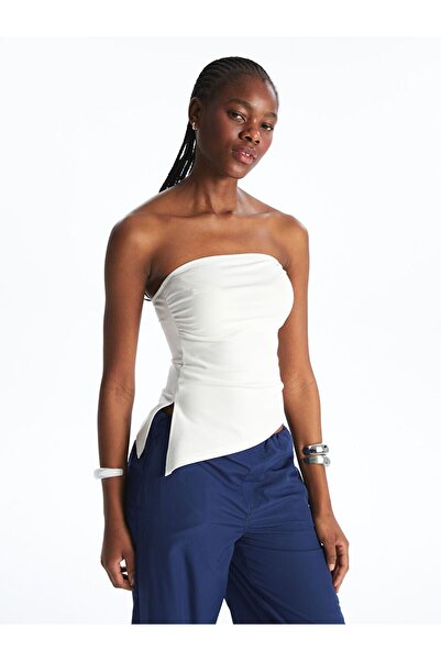 LC Waikiki Strapless Neckline Gathered Crop Blouse