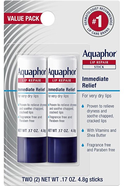 Aquaphor Lip Repair Stick - Soothes Dry Chapped Lips - Two(2) .17 Oz Sticks, Multi