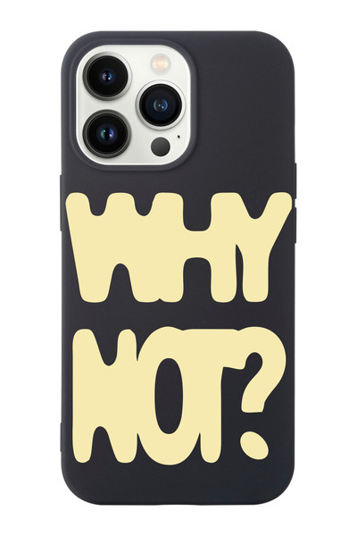 shoptocase iPhone 14 Pro Max Uyumlu Why Not? Desenli İçi Süet Lansman Koruyuc...