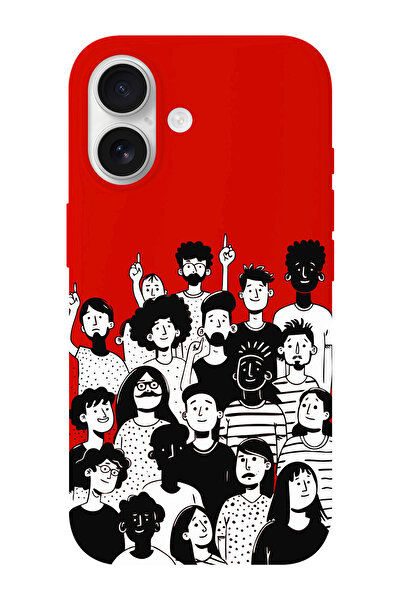 shoptocase iPhone 16 Compatible Community Spirit Patterned Suede Launch Protective Phone Case