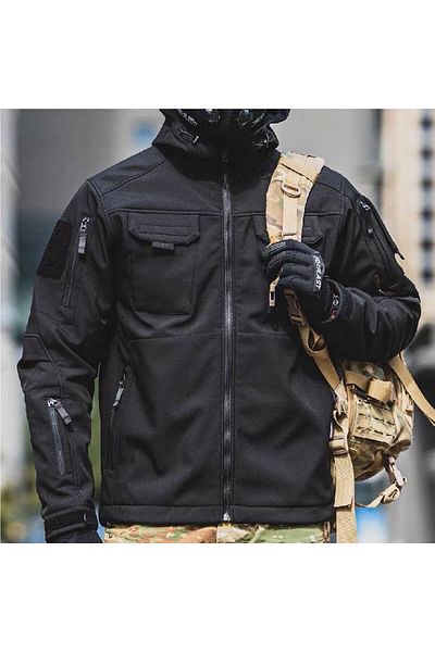 Lion camo Softshell Jacket with Super Fine Wool Lining - Black