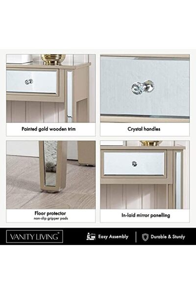 Vanity Living Console Table, Modern Design Mirrored Narrow Hallway Table, Treviso Slim Wooden Framed