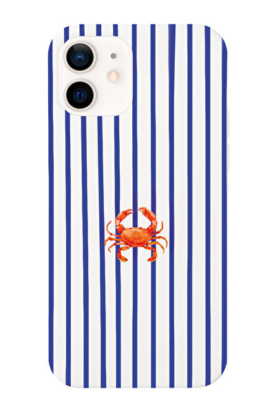shoptocase iPhone 12/12Pro Uyumlu Yengeç Desenli İçi Süet Lansman Koruyucu Te...