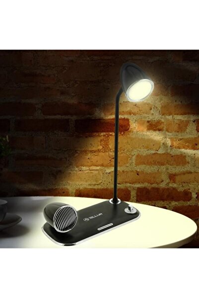 TELLUR Wireless Charger and Desk Lamp Nostalgia 15W, Bluetooth Speaker 5W, Black