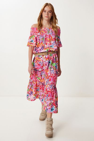 Lovelyİstanbul Carmen Collar Patterned Crinkle Dress Lub0206 Pink