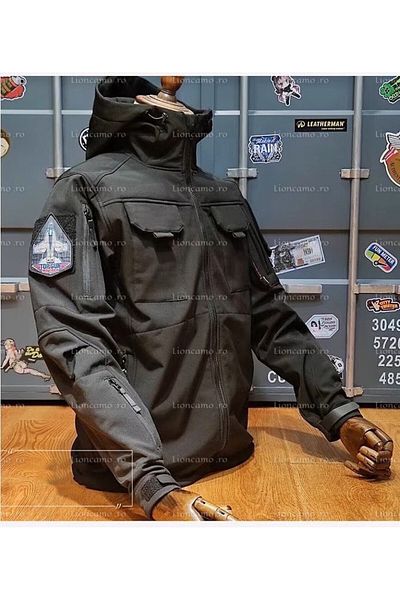 Lion camo Softshell Jacket with Super Fine Wool Lining - Black