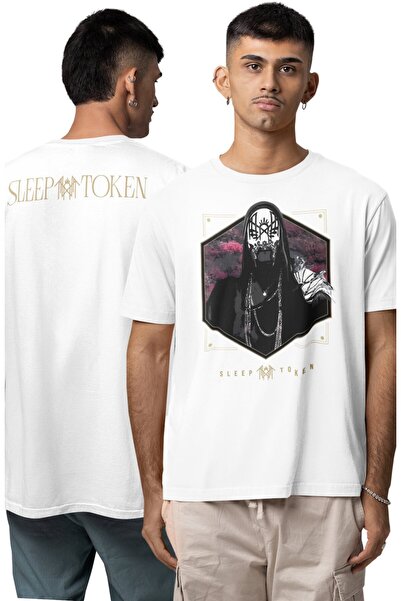 Fuddy Moda Tricou unisex cu imprimeu Sleep Token Ense, tricou oversize cu tem...