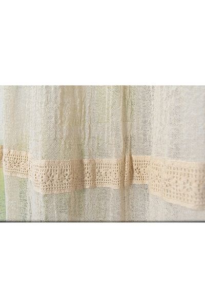 DENISA-DO Rustic natural cotton curtain set, Elisa 160 h x 130 L cm