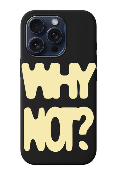 shoptocase iPhone 15 Pro Max Uyumlu Why Not? Desenli İçi Süet Lansman Koruyuc...