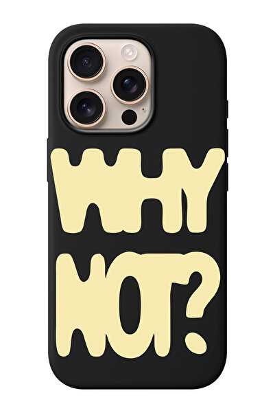 shoptocase iPhone 16 Pro Uyumlu Why Not? Desenli İçi Süet Lansman Koruyucu Te...