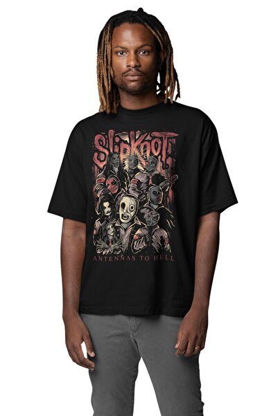 Fuddy Moda Tricou unisex Antennas to Hell Written, tricou oversize cu temă Sl...