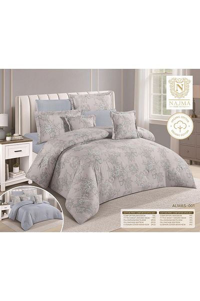 Gerenic 100% cotton double-sided printed bedspread, 8-piece quilt set, size 230 x 250 cm