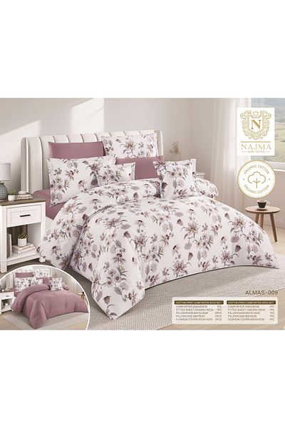 Gerenic 100% cotton double-sided printed bedspread, 8-piece quilt set, size 230 x 250 cm