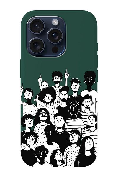 shoptocase iPhone 15 Pro Max Compatible Community Spirit Patterned Suede Inside Launch Protective Phone Case