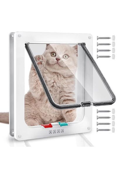 Kardett Swing door for cats, puppies, small dogs, pets, 4 locking modes, magnets