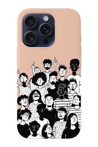 shoptocase iPhone 15 Pro Max Compatible Community Spirit Patterned Suede Inside Launch Protective Phone Case