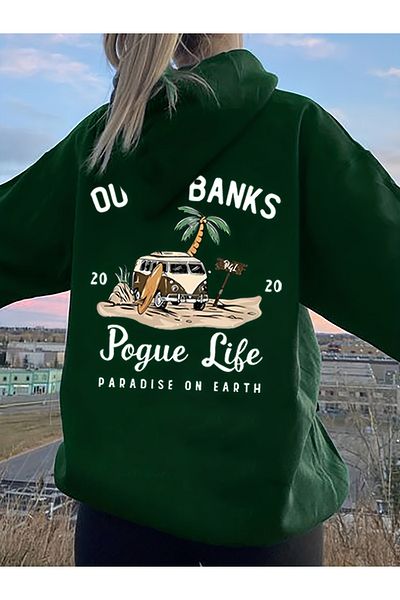 uyguntarz Unisex Outer Banks Printed Oversize Sweatshirt