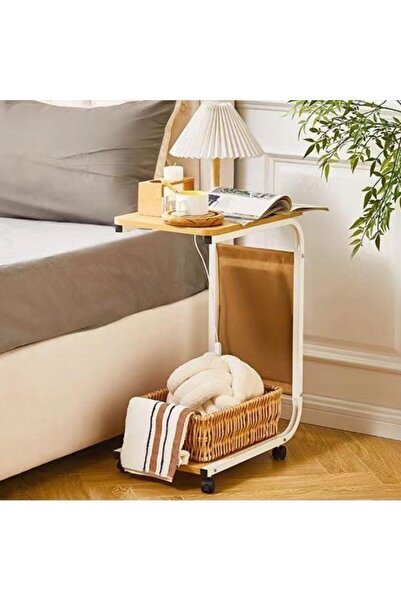 Vi Markets Rolex Service Table - Wood Top - White Frame with Wheels