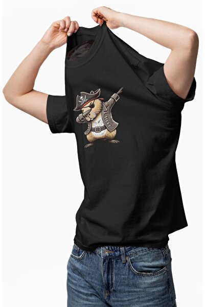 Fuddy Moda Tricou unisex cu imprimeu pirat Capybara, tricou oversize amuzant cu tematică Capybara