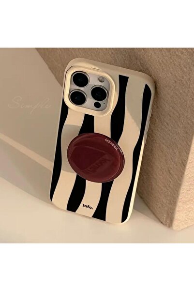 Burroe Atalier İphone13zebradesenlikahveçekirdeğitutucuaparatlıtelefonkılıfı