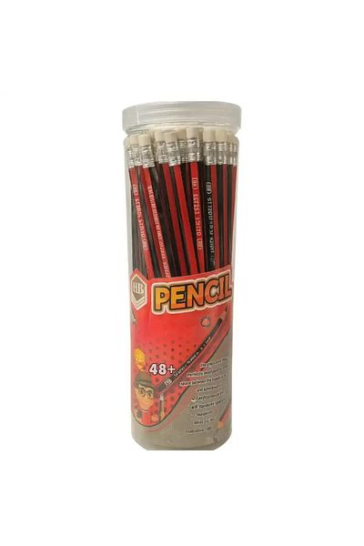 Generic Hexagonal HB Pencils with Eraser Tips – 48pcs in Plastic Jar | Smooth Writing & Comfortable Grip