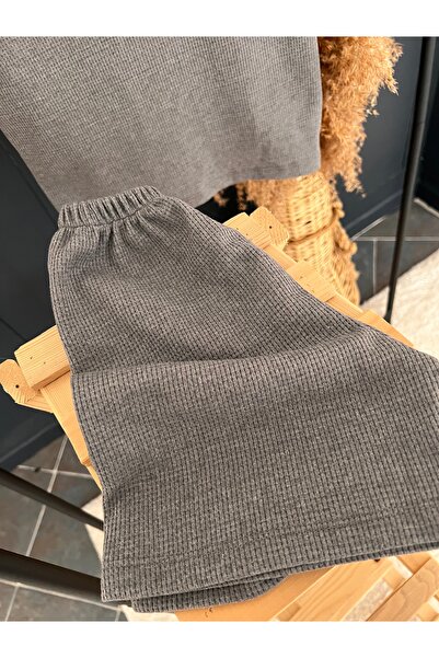 BAHNUR Gri Unisex Boy Girl Baby Child Waffle Bottom Top Set