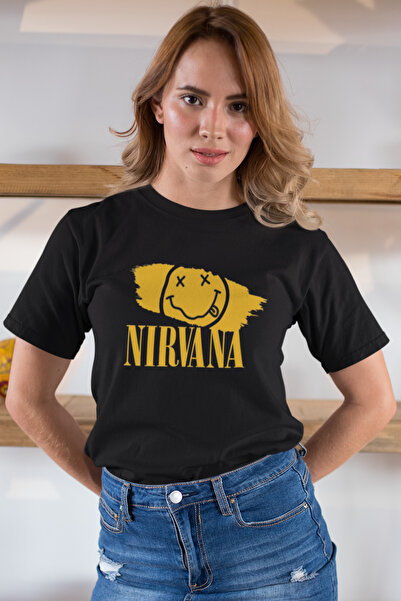 Butik تي شيرت نيرفانا مطبوع / نسائي متعدد الألوان 100% قطن بقصة عادية ومريحة