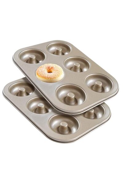 Generic صينية دونات غير لاصقة من Beasea، عبوتان من صينيتي خبز الدونات، قالب د...