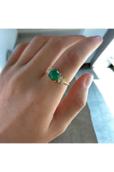 Miltonia Green Agate Ring
