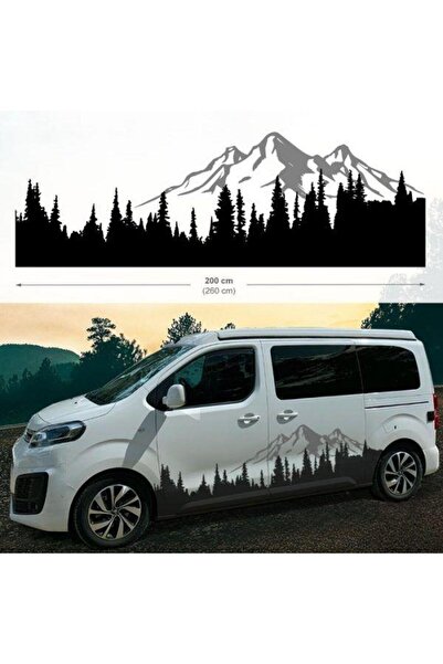 Motiker Everest Dağı ve Orman Tasarımlı Karavan Sticker Etiket