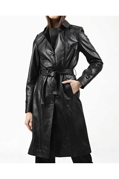 shop معطف طويل من جلد الخراف الطبيعي للنساء