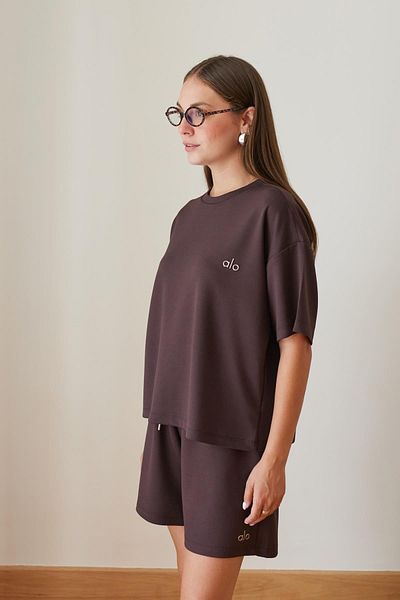 ACTIVE MODA - طقم نسائي مكون من قطعتين مقاس كبير تي شيرت-شورت كبير الحجم